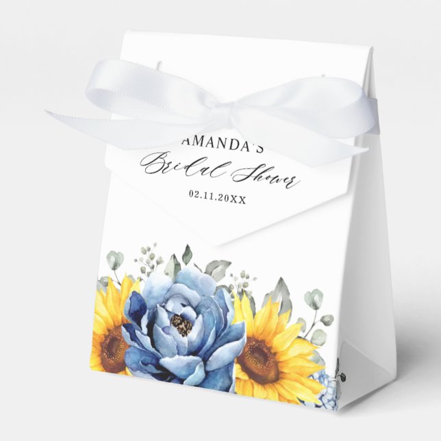 Caja Para Regalos Sunflower Dusty Blue Slate Peony Shower (Front Side)