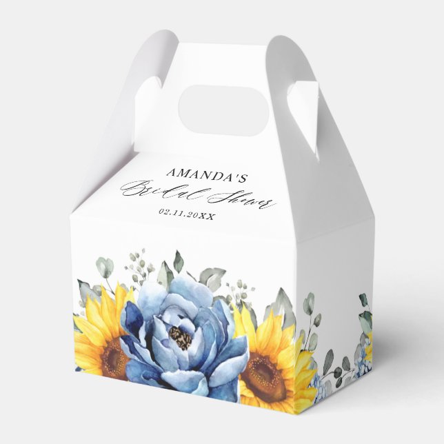 Caja Para Regalos Sunflower Dusty Blue Slate Peony Shower (Reverso)