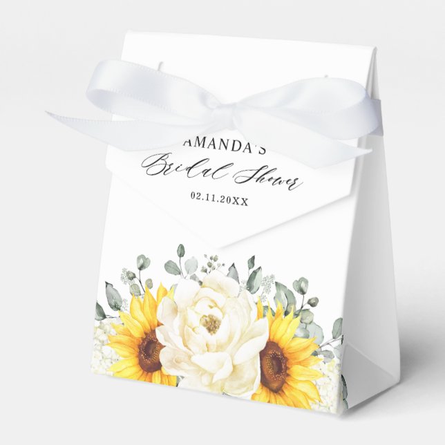 Caja Para Regalos Sunflower Ivory Peony Eucalyptus Bridal Shower (Front Side)