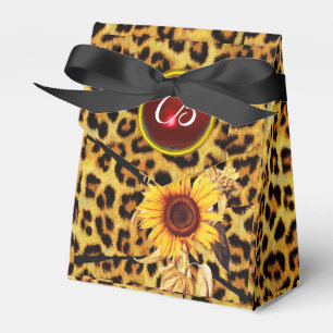 CAJA PARA REGALOS SUNFLOWER , LEOPARD FUR BOW FIESTA MONOGRAM