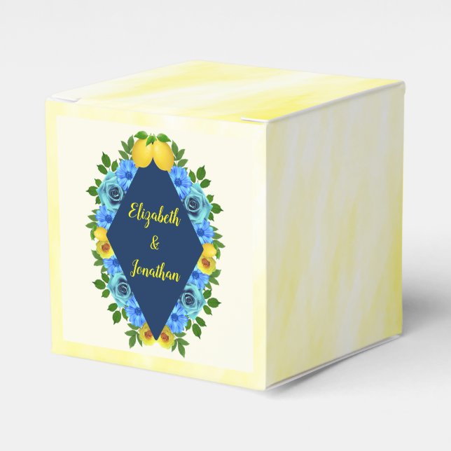 Caja Para Regalos Sunny Lemon Floral Boda (Costado Anverso)