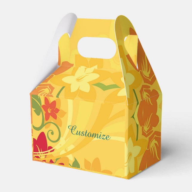 Caja Para Regalos Sunny Summer Yellow Floral Gable FavBox (Front Side)