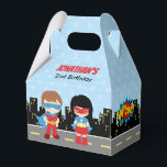 Caja Para Regalos Superhéroes Favor Box (Kids Birthday Party Favor)<br><div class="desc">El tema de los superhéroes adorables favorece las cajas con un superhéroe chico y chica.</div>