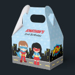 Caja Para Regalos Superhéroes Favor Box (Kids Birthday Party Favor)<br><div class="desc">El tema de los superhéroes adorables favorece las cajas con un superhéroe chico y chica.</div>
