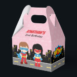Caja Para Regalos Superheroína Favor Box (Kids Birthday Party Favor)<br><div class="desc">El tema de los superhéroes adorables favorece las cajas con un superhéroe chico y chica.</div>