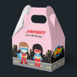 Caja Para Regalos Superheroína Favor Box (Kids Birthday Party Favor)<br><div class="desc">El tema de los superhéroes adorables favorece las cajas con un superhéroe chico y chica.</div>