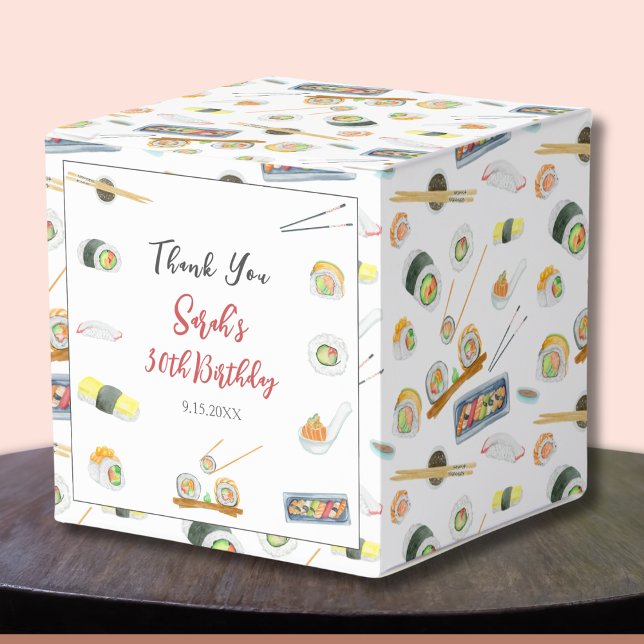 Caja Para Regalos Sushi acuarela y Sashimi Gracias (Subido por el creador)