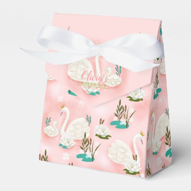 Caja Para Regalos Swan Pond Gold Pink Baby Shower (Front Side)