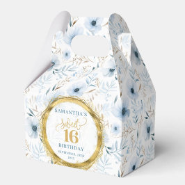 Caja Para Regalos Sweet 16 Favor Box Dusty Blue Floral Gold Purpurin