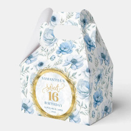 Caja Para Regalos Sweet 16 Favor Box Pastel Blue Boho Floral Sparkle