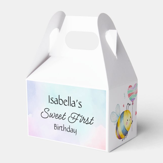 Caja Para Regalos Sweet Bee First Birthday Personalized  (Front Side)