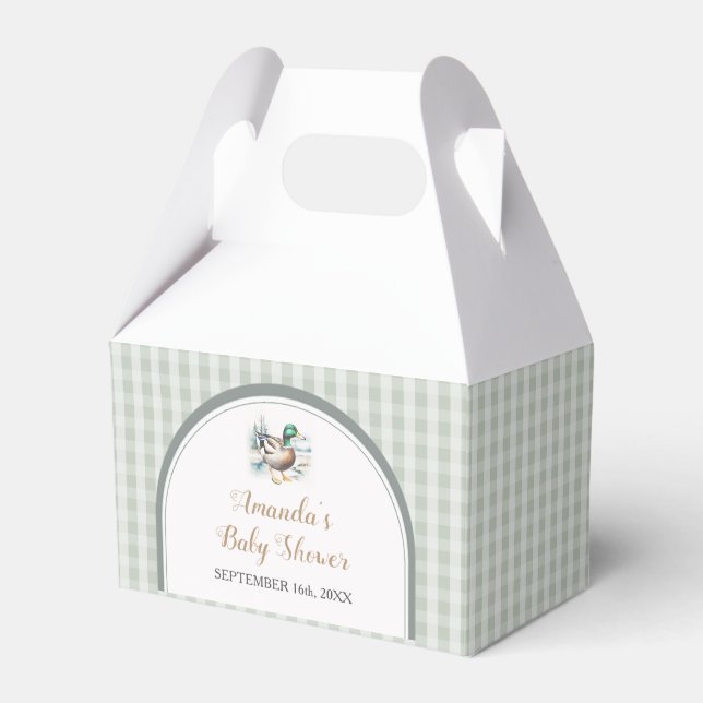 Caja Para Regalos Sweet Little Duckling Mallard Gingham Baby Shower (Front Side)