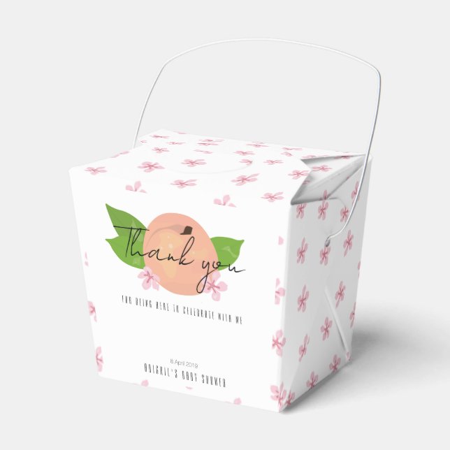 Caja Para Regalos Sweet little Peach Baby Shower "Gracias" (Front Side)