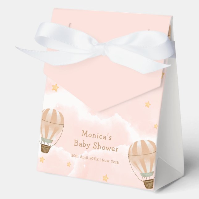 Caja Para Regalos Sweet Pink Cloud Hot Air Balloon Baby Shower (Anverso)