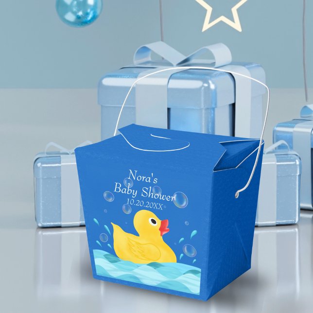 Caja Para Regalos Sweet Rubber Ducky Bubbles Baby Shower (Delight guests with adorable Rubber Ducky Bubbles Baby Shower Favor Boxes, a sweet addition.)