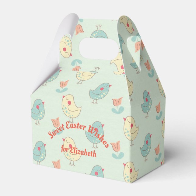 Caja Para Regalos Sweet Spring Birdies Gable Favor Box (Front Side)