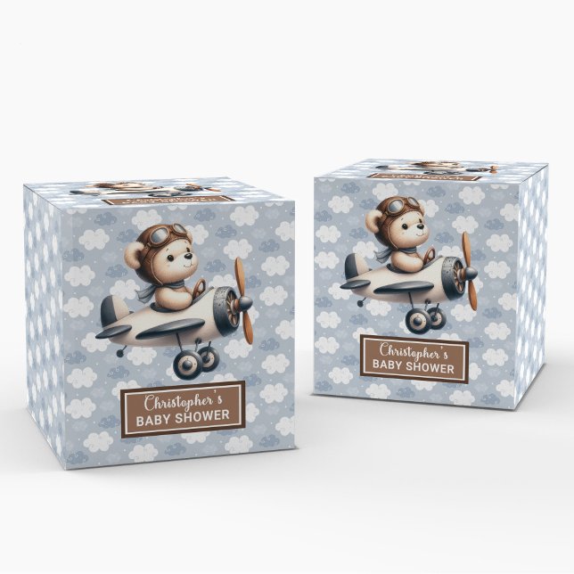 Caja Para Regalos Sweet Teddy Bear Pilot Shower Boy Favorito Box (Sweet Teddy Bear Pilot Shower Boy Favor Box)