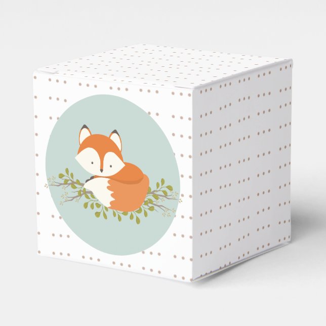 Caja Para Regalos Sweet Woodland Fox Baby FavBox (Costado Anverso)