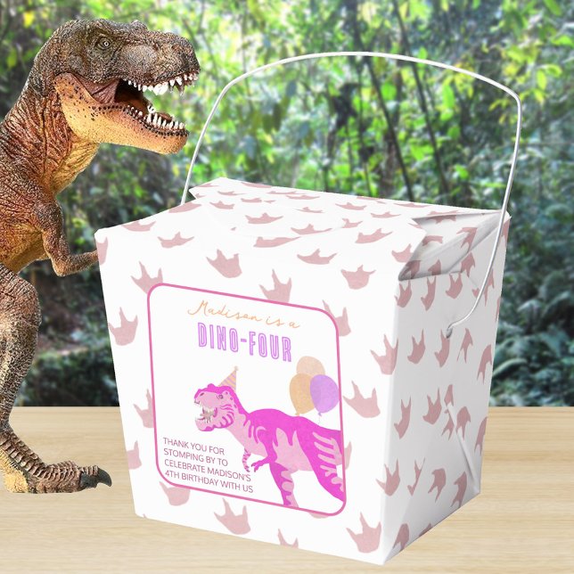 Caja Para Regalos T-Rex Rosa Gracias Fiesta De Cumpleaños Dino (Custom favor boxes are a cute way to say thank you to your party guests)