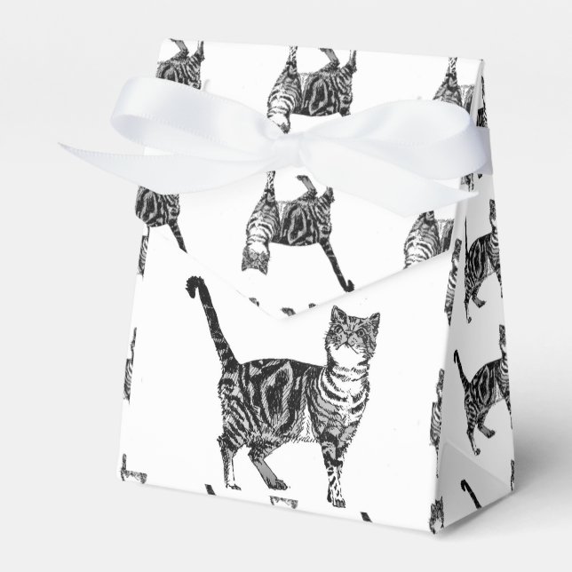 Caja Para Regalos Tabby Cat Black Birday Party Cake Favor Box (Front Side)