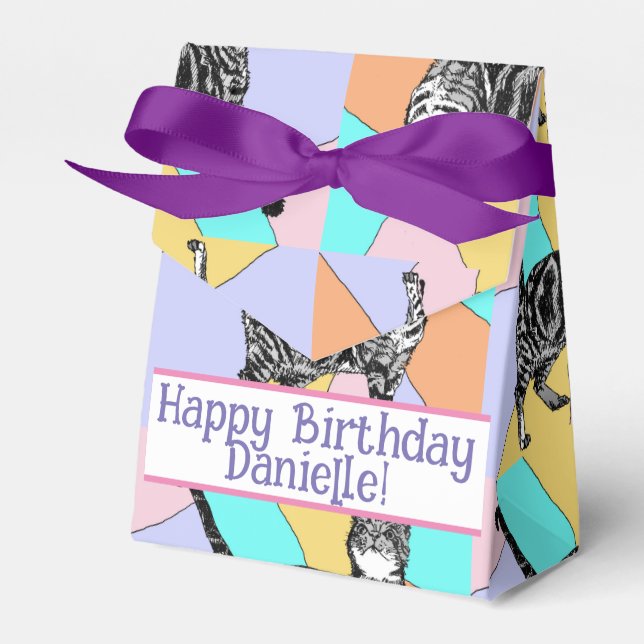 Caja Para Regalos Tabby Cat Pastel Birthday Cats Cake Favorito Box (Front Side)