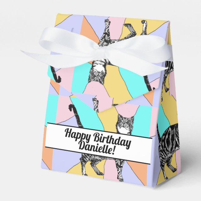 Caja Para Regalos Tabby Cat Pastel Birthday Cats Cake Favorito Box (Front Side)