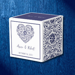 Caja Para Regalos Talavera azul corazón Favor Box