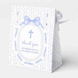 Caja Para Regalos Talla de bautismo floral de marco de cinta azul
