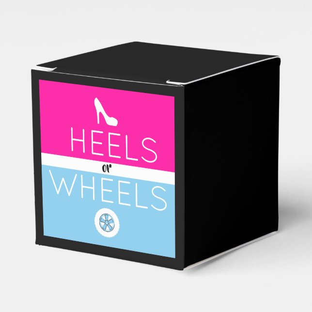 Caja Para Regalos Talones o ruedas |Revelación de género rosa y azul (Costado Anverso)