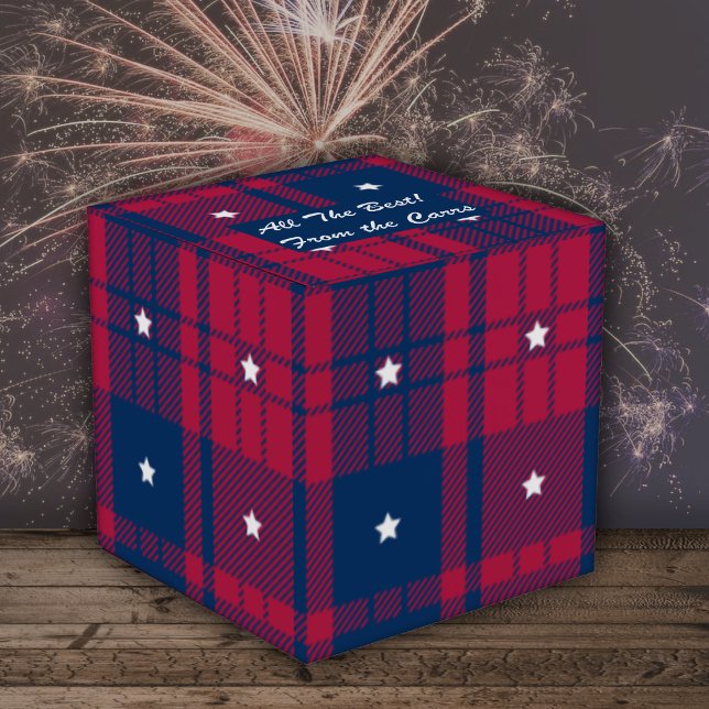 Caja Para Regalos Tartán - Patriótico - Clásico de Estrellas Blancas (Subido por el creador)