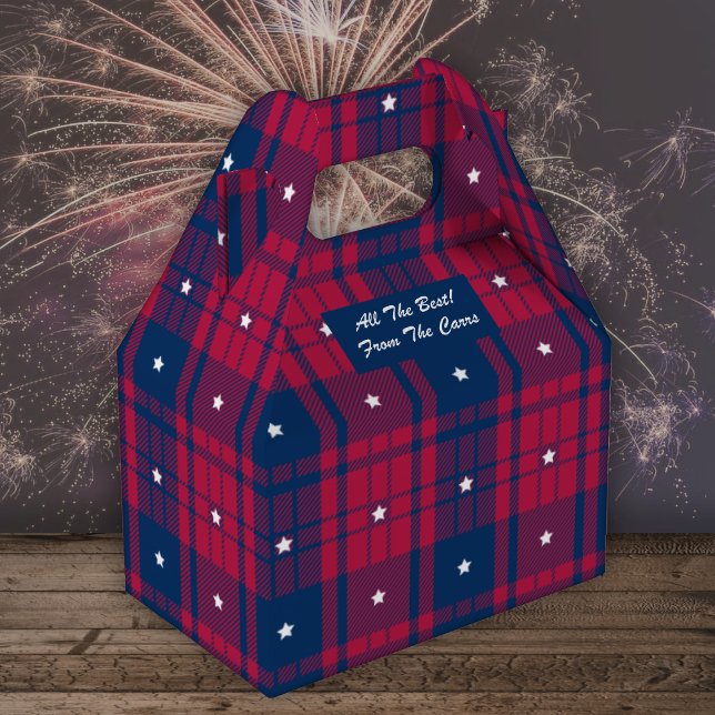 Caja Para Regalos Tartán - Patriótico - Estrellas blancas rojas - Ga (Subido por el creador)