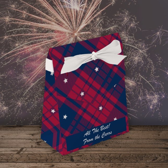 Caja Para Regalos Tartán - Patriótico - Estrellas Blancas Rojas - Ti (Subido por el creador)