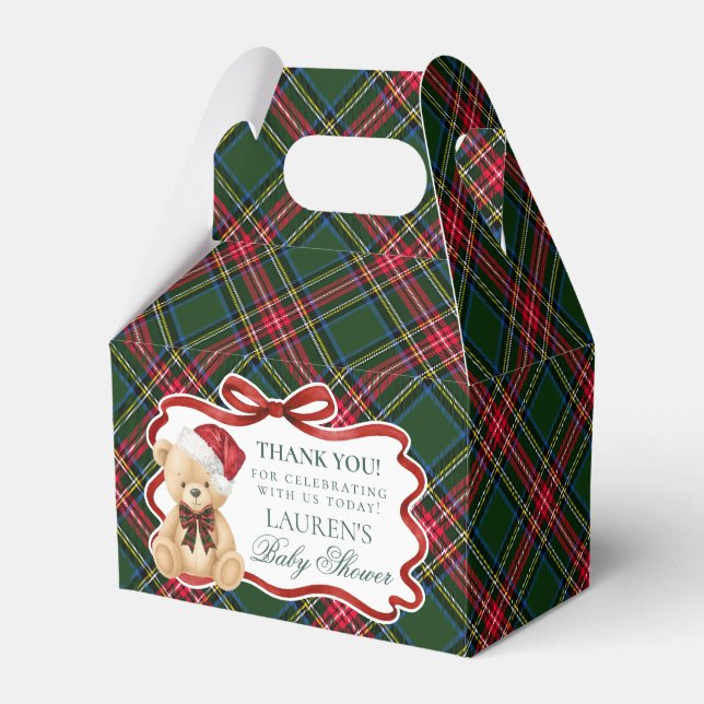 Caja Para Regalos Tartan Plaid Christmas Bear Baby Shower Favor Box (Front Side)