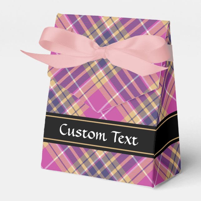 Caja Para Regalos Tartán rosa, dorado y azul (Front Side)