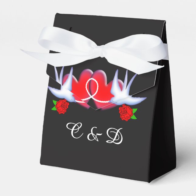 Caja Para Regalos Tattoo Tragar Corazones Y Rosas Diseñar (Front Side)