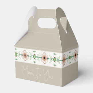 Caja Para Regalos Taupe Con Flor De Peach