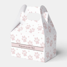 Caja Para Regalos Taupe y Pink Paw Print - Fiesta personalizado
