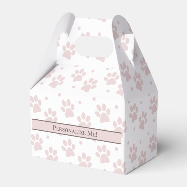 Caja Para Regalos Taupe y Pink Paw Print - Fiesta personalizado (Front Side)