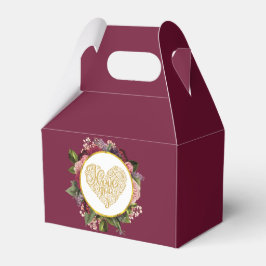 Caja Para Regalos Te amo el corazón dorado con marco floral