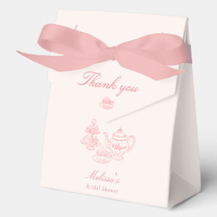 Caja Para Regalos Té de la Tarde Bridal Shower Rosa Dibujado a Mano