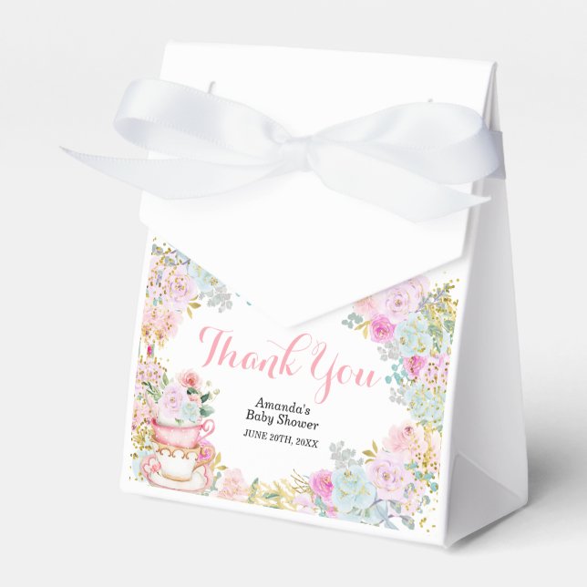 Caja Para Regalos Tea Fiesta Pastel Floral Baby Shower (Front Side)