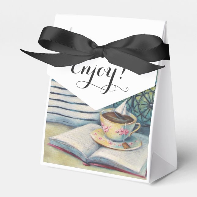 Caja Para Regalos Teacup Tiny Favor Box - Pastel negro y blanco (Front Side)