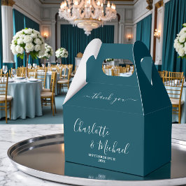 Caja Para Regalos Teal Script Minimalist Wedding Thank You