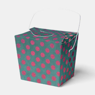 Caja Para Regalos Teal y Burgundy Glam Vintage Lunares de Hoja Falsa
