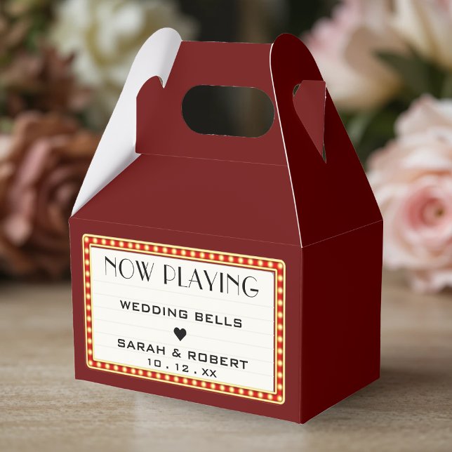 Caja Para Regalos Teatro de cine retro Marquee Rótulo Boda rojo (Retro Cinema Theater Marquee Sign Red Wedding Favor Boxes
)