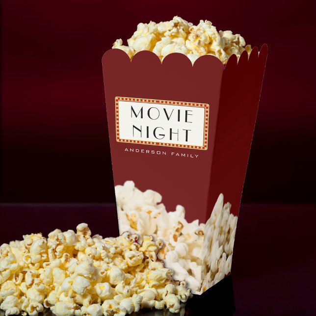 Caja Para Regalos Teatro nocturno familiar Marquee Rótulo Popcorn (Family Movie Night Theater Marquee Sign Popcorn Favor Boxes
)
