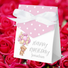 Caja Para Regalos Teddy Balloon Bearly Wait Birday Chica Pink