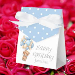 Caja Para Regalos Teddy Balloon Bearly Wait Birthday Boy Blue Favor