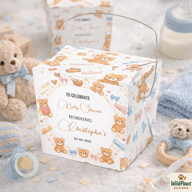Caja Para Regalos Teddy Bear Baby Shower Boy | Cute Blue Bear (Teddy Bear Baby Shower Boy | Cute Blue Bear Favor Boxes
)