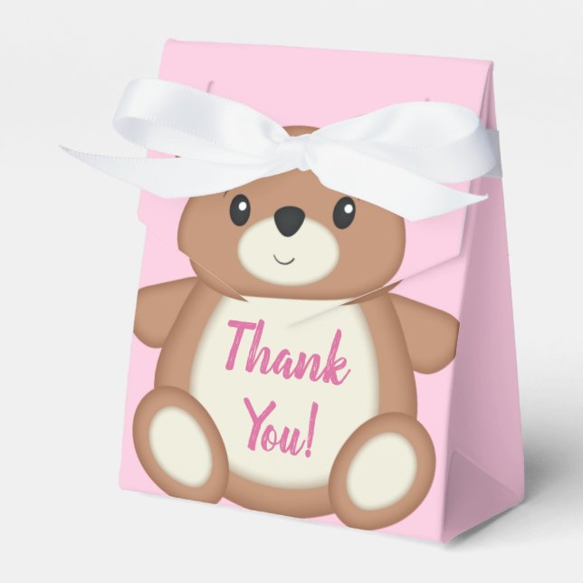 Caja Para Regalos Teddy Bear Baby Shower Chica rosa (Front Side)